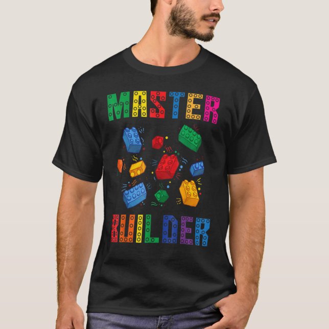 Fun Master Builder Brick Builder Funny Blocks Buil T-Shirt (Front)