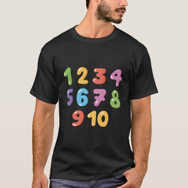 Fun Math Learning Education Colourful Math Numbers T-Shirt (Front)