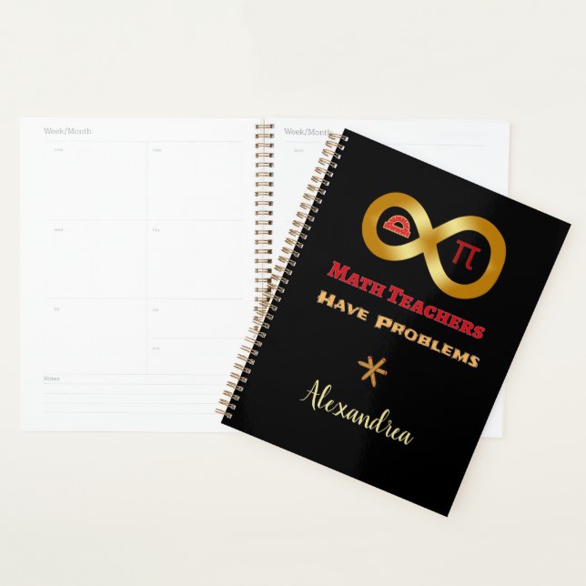 Fun Math Teachers Problems Humourous Personalise  Planner (Display)