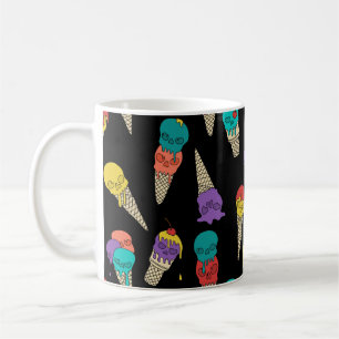 Fun Melty Summer Goth Skull Ice Cream jewel black Coffee Mug