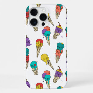 Fun Melty Summer Goth Skull Ice Cream jewel white iPhone 16 Pro Max Case