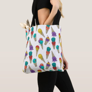 Fun Melty Summer Goth Skull Ice Cream jewel white Tote Bag