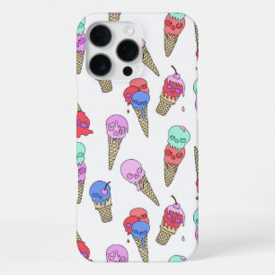 Fun Melty Summer Goth Skull Ice Cream pastel white iPhone 16 Pro Max Case
