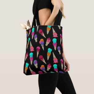 Fun Melty Summer Goth Skull Ice Cream weird black Tote Bag