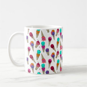 Fun Melty Summer Goth Skull Ice Cream weird white Coffee Mug