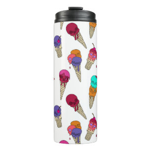 Fun Melty Summer Goth Skull Ice Cream weird white Thermal Tumbler