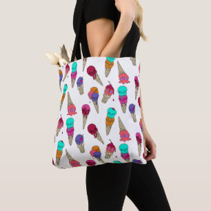 Fun Melty Summer Goth Skull Ice Cream weird white Tote Bag