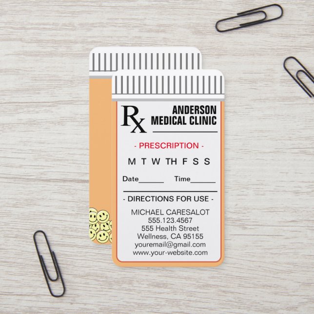 Fun Memorable Prescription Appointment Card (Front/Back In Situ)