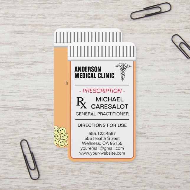 Fun Memorable Prescription Medical  Business Card (Front/Back In Situ)