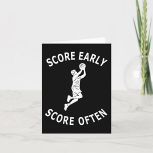 Fun men basketball player saying score early score card
