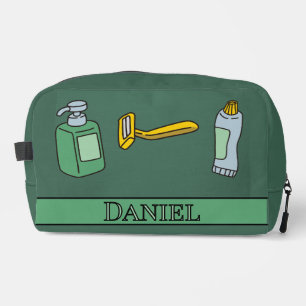 Fun Mens Green Toiletry Personalised Dopp Kit