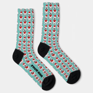 Fun men's socks with Santa polar bear pattern