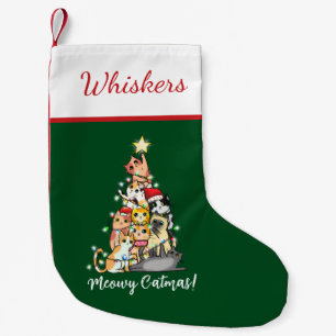 Fun Meowy Catmas Cats Christmas Tree Small Christmas Stocking