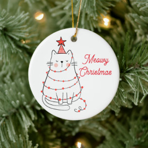Fun Meowy Christmas Cat Ornament
