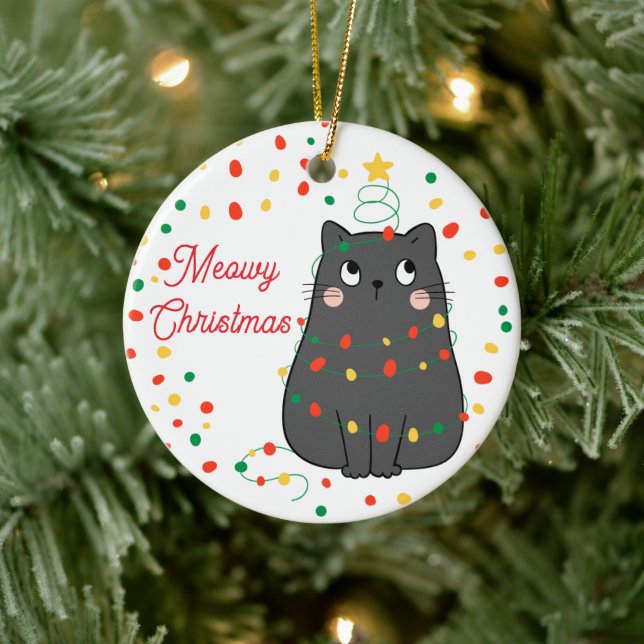 Fun Meowy Christmas Cat Ornament (Tree)