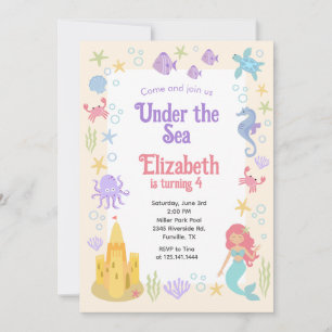 Fun Mermaid Birthday Invitation