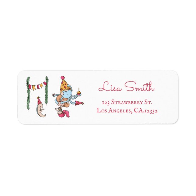 Fun Mermaid Birthday Party Return Address Label (Front)