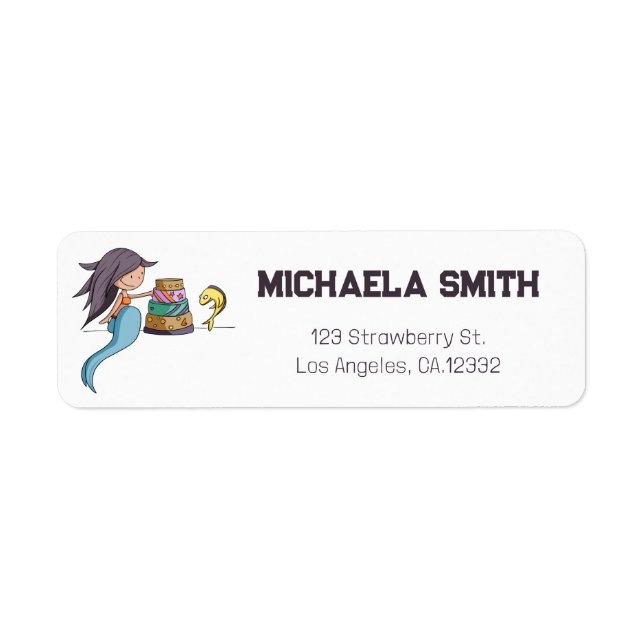 Fun Mermaid Birthday Return Address Label (Front)