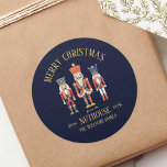 Fun Merry Christmas from the Nuthouse Nutcracker Classic Round Sticker<br><div class="desc">Add some festive fun to your gifts with our 'Merry Christmas from the Nuthouse' stickers! Featuring a playful nutcracker design,  these custom stickers bring a quirky,  cheerful touch to your holiday presents!</div>