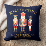 Fun Merry Christmas from the Nuthouse Nutcracker Cushion<br><div class="desc">Add some holiday humour with our ‘Merry Christmas from the Nuthouse’ pillow! Featuring three quirky nutcrackers as well as your custom family name,  this fun Christmas design brings a playful touch to your holiday décor. Perfect for cosy,  festive vibes!</div>