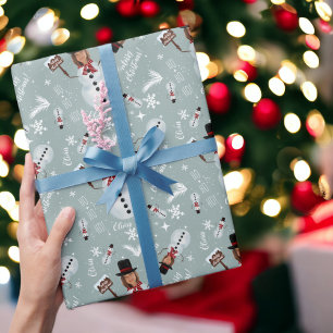 Fun merry Christmas illustration photo snowman Wrapping Paper