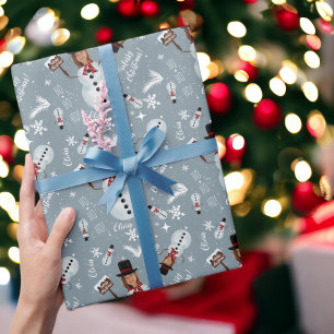 Fun merry Christmas illustration photo snowman Wrapping Paper