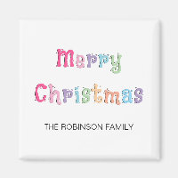 Fun Merry Christmas Multicolor Fridge Magnet