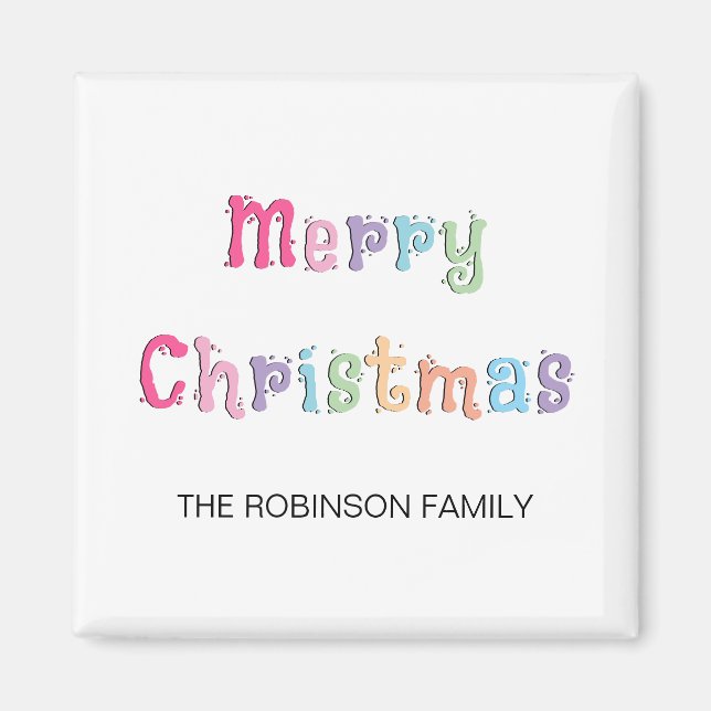 Fun Merry Christmas Multicolor Fridge Magnet (Front)