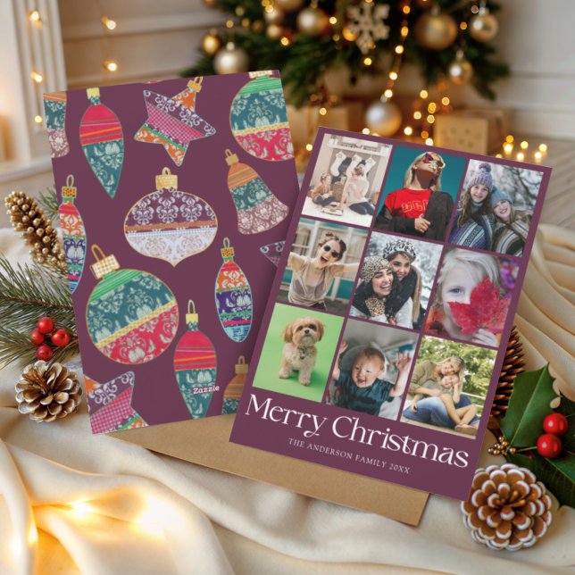 Fun Merry Christmas Photo & Bauble  Holiday Card (Creator Uploaded)