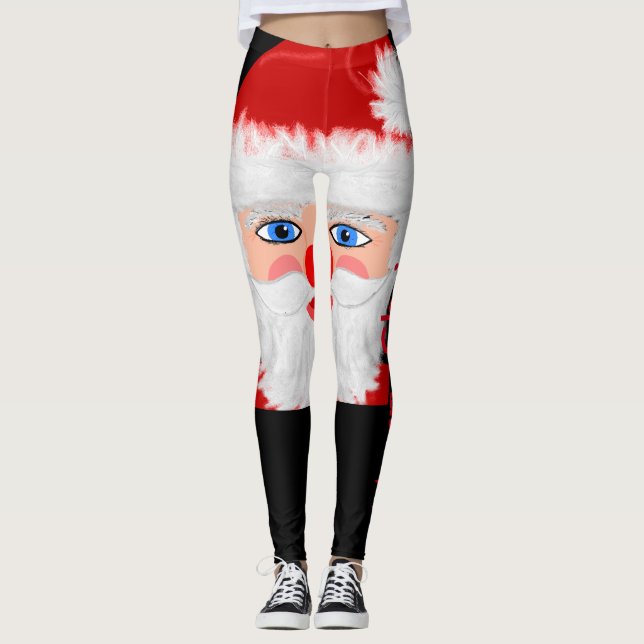 Fun Merry Christmas Santa Claus Leggings (Front)