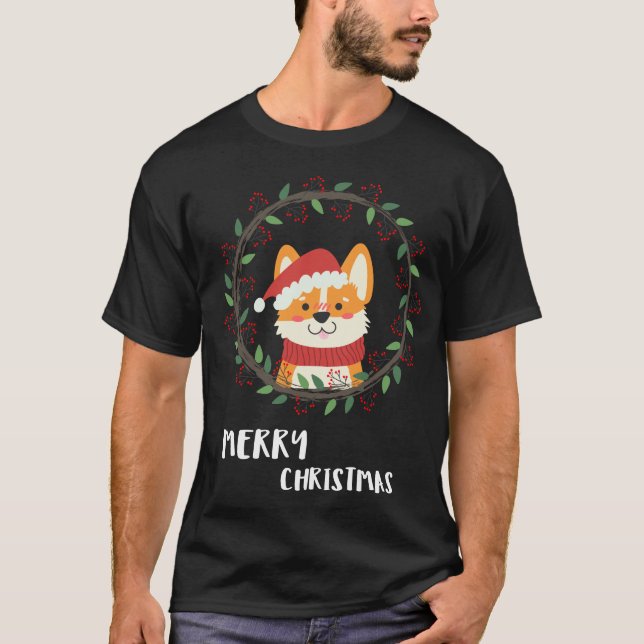 Fun Merry Christmas Santa Puppy T-Shirt (Front)
