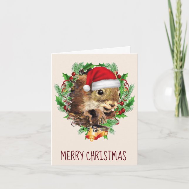 Fun Merry Christmas Squirrel Humour Quote Card (Front)