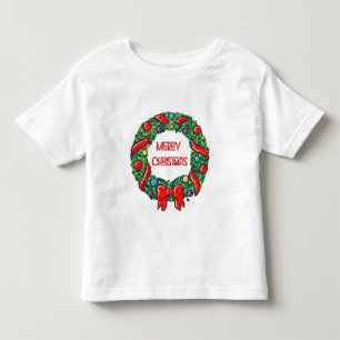 Fun Merry Christmas Whimsical Reef Red Bow Modern Toddler T-Shirt