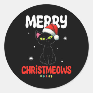 Fun Merry Christmeows Jolly Cat Christmas Kids Classic Round Sticker