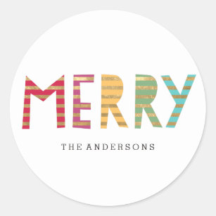 Fun Merry Custom Holiday Sticker or Labels