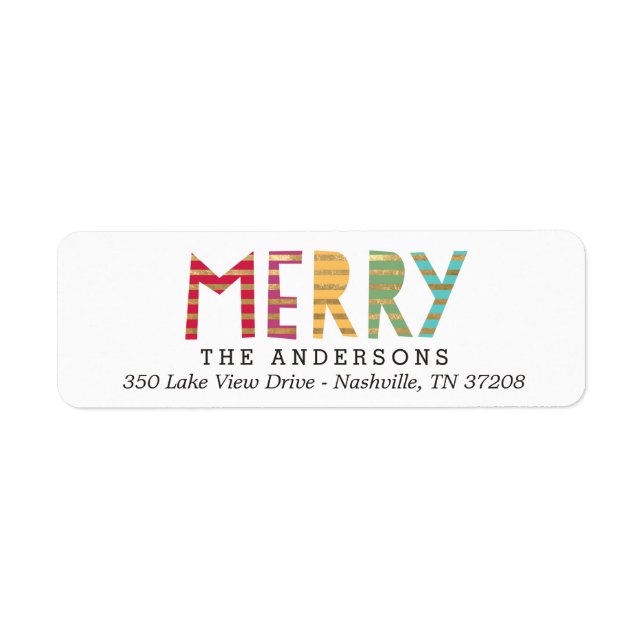 Fun Merry Holiday Return Address Labels (Front)