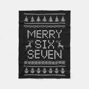 Fun Merry Six Seven 6 7 Meme Design Christmas Humo Fleece Blanket