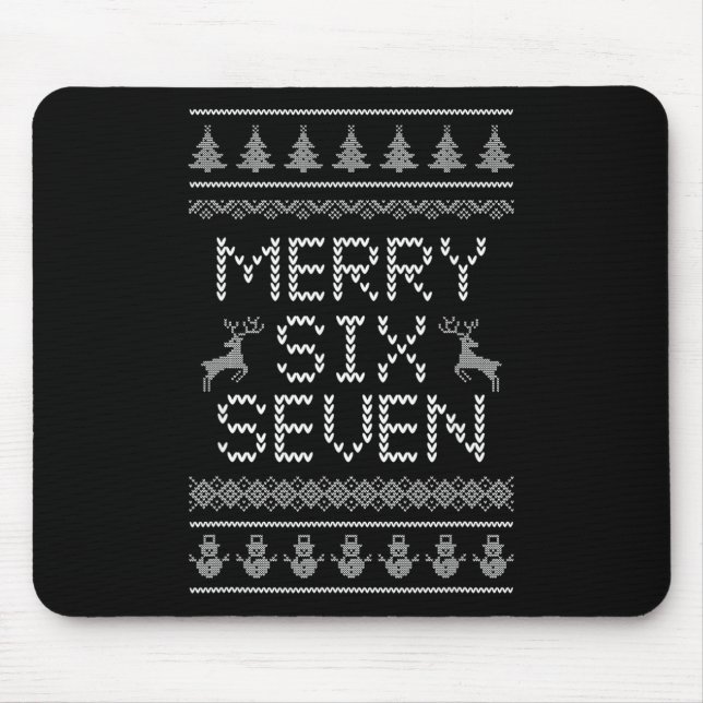 Fun Merry Six Seven 6 7 Meme Design Christmas Humo Mouse Pad (Front)