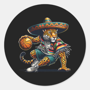 Fun Mexican Cinco De Mayo Sombrero Jaguar Bysketby Classic Round Sticker