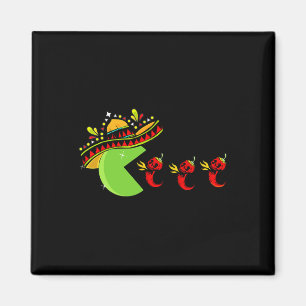Fun Mexican Sombrero Eating Hot Pepper Skulls Cinc Magnet