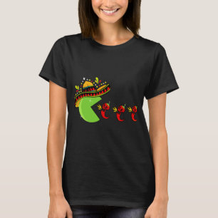 Fun Mexican Sombrero Eating Hot Pepper Skulls Cinc T-Shirt