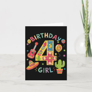 Fun Mexican Themed Party 4th Birthday Fiesta 4 Yea Card