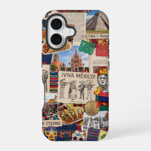 Fun Mexicore Scrapbook Collage Viva Mexico iPhone 16 Case