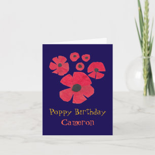 Fun MidCentury Poppies Cute Birthday Card