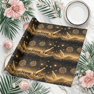 Fun Midnight Gold Champagne Dreams Happy New Year Wrapping Paper