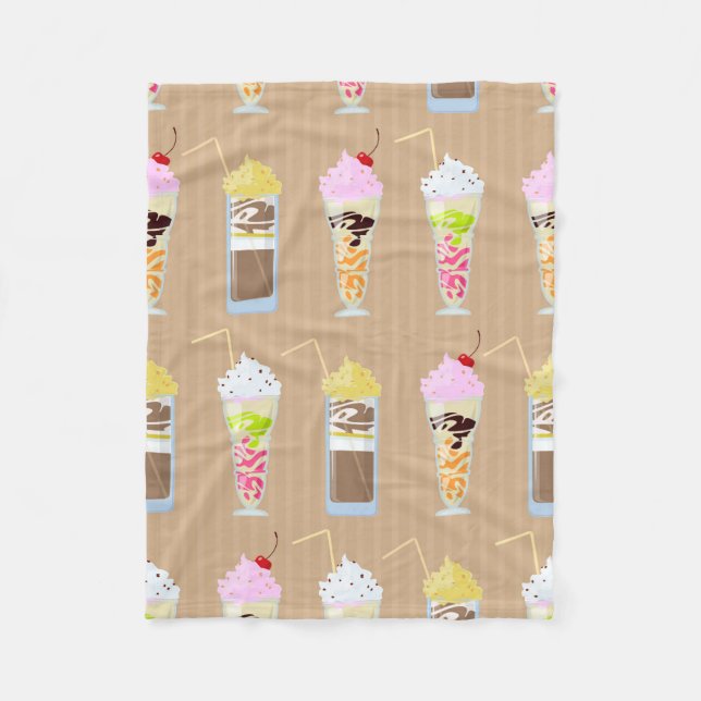 Fun Milk Shake Design Fleece Blanket (Front)