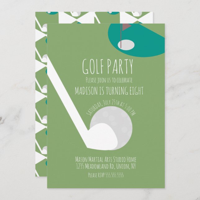 Fun Minature Golf Ball Court Birthday Party  Invitation (Front/Back)