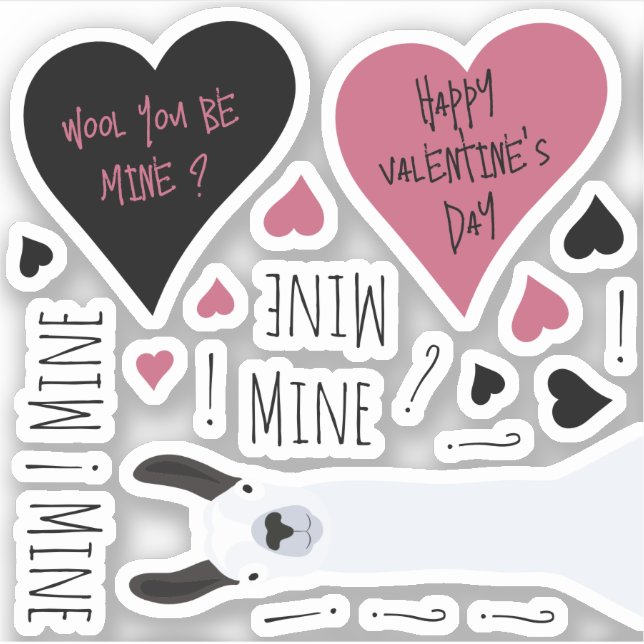 Fun Mine Mine Mine Mine Valentines Llama Theme (Front)