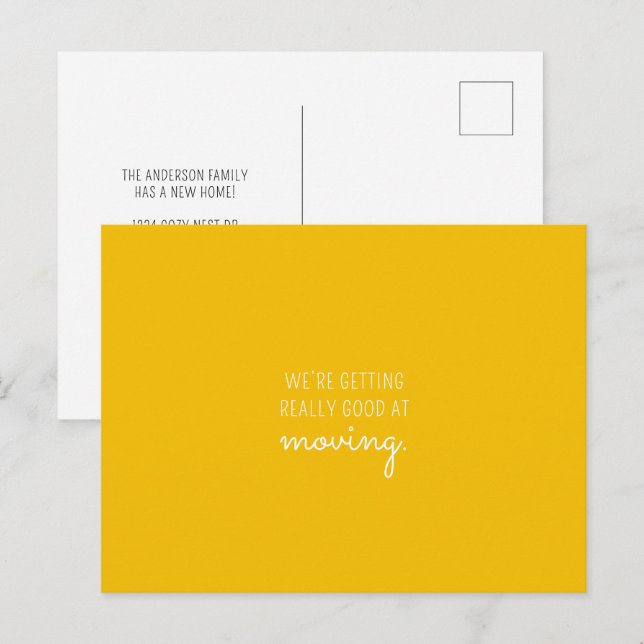 Fun Minimal Yellow New Home Address Moving Announcement Postcard (Front/Back)