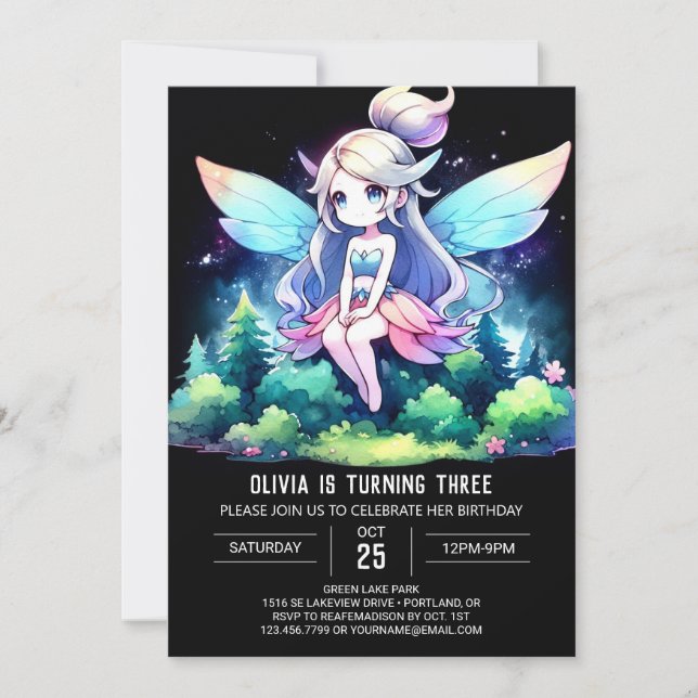Fun Minimalist Fairy Birthday Invitation (Front)